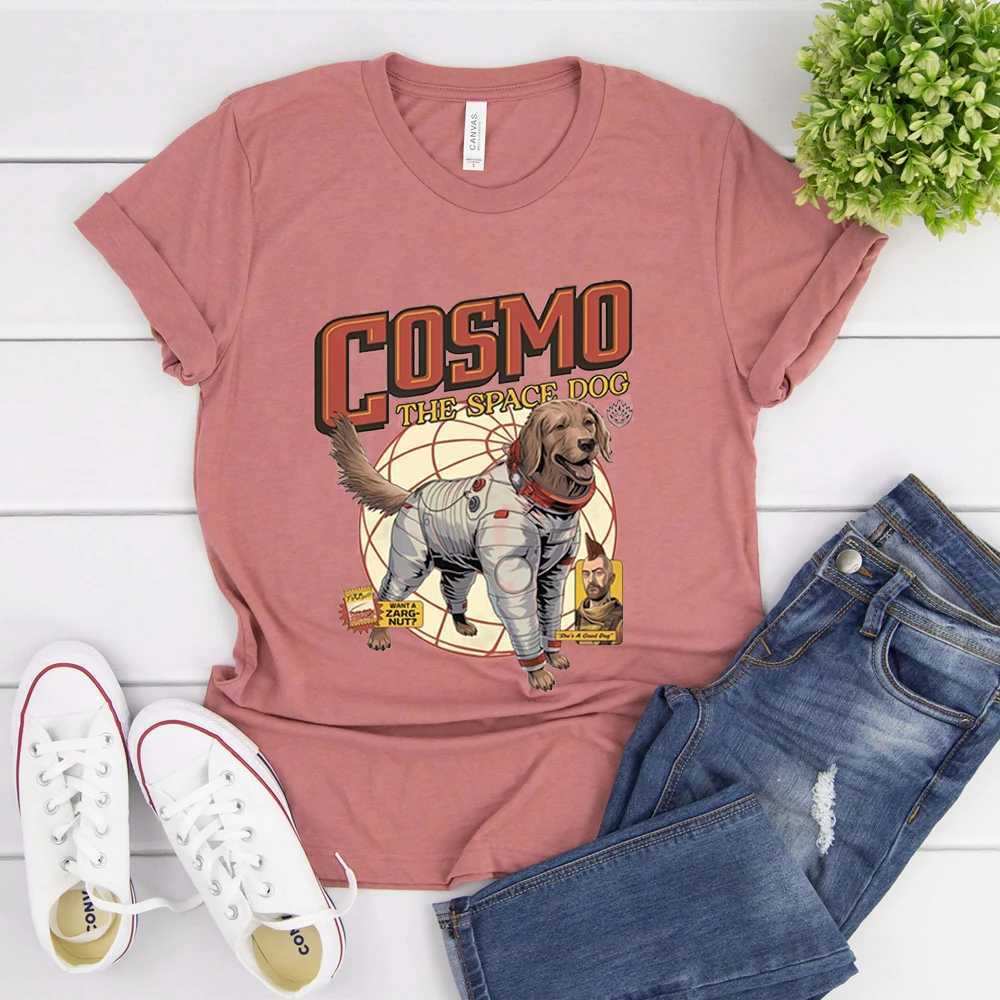 T-shirt féminin Cosmo Space Dog T-shirt Vintage Rocket Lylla Floor T-shirt Superhero Movie Inspiration T-shirt T-shirt à manches courtes Hipster TOPL2405