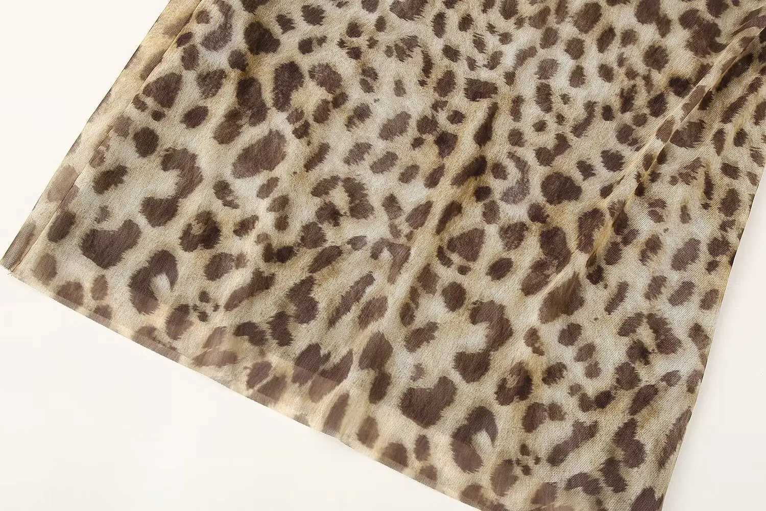 Röcke Traf Leopardenmuster Tüllröcke für Frauen hoher Taille Langer Rock Frauen Sommer Beach Frauen Röcke Streetwear Straße Midi Rock Q240507