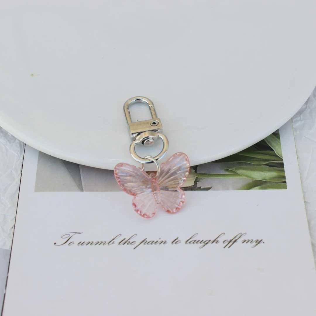 Keychains Lanyards Acrylic Butterfly Pendant Keychain Earphone Hanger Women Couple Key Chain Bag Pendant Wholesale
