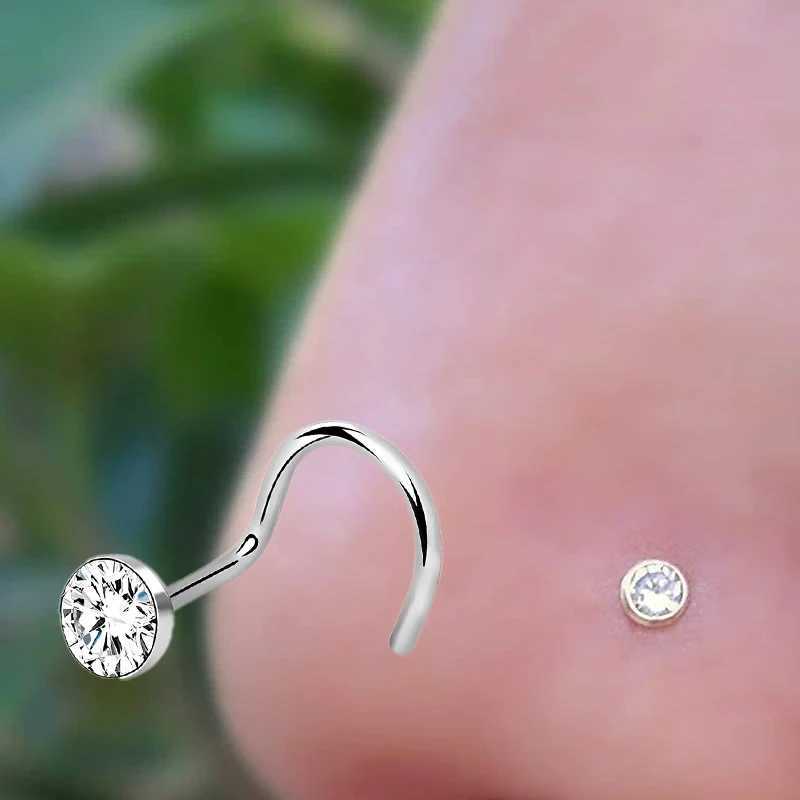 Body Arts Fashion Stainless Steel Crystal Nose Septum Piercing Studs Mini Nose Ring Earrings Studs Body Piering Jewelry for Women d240503