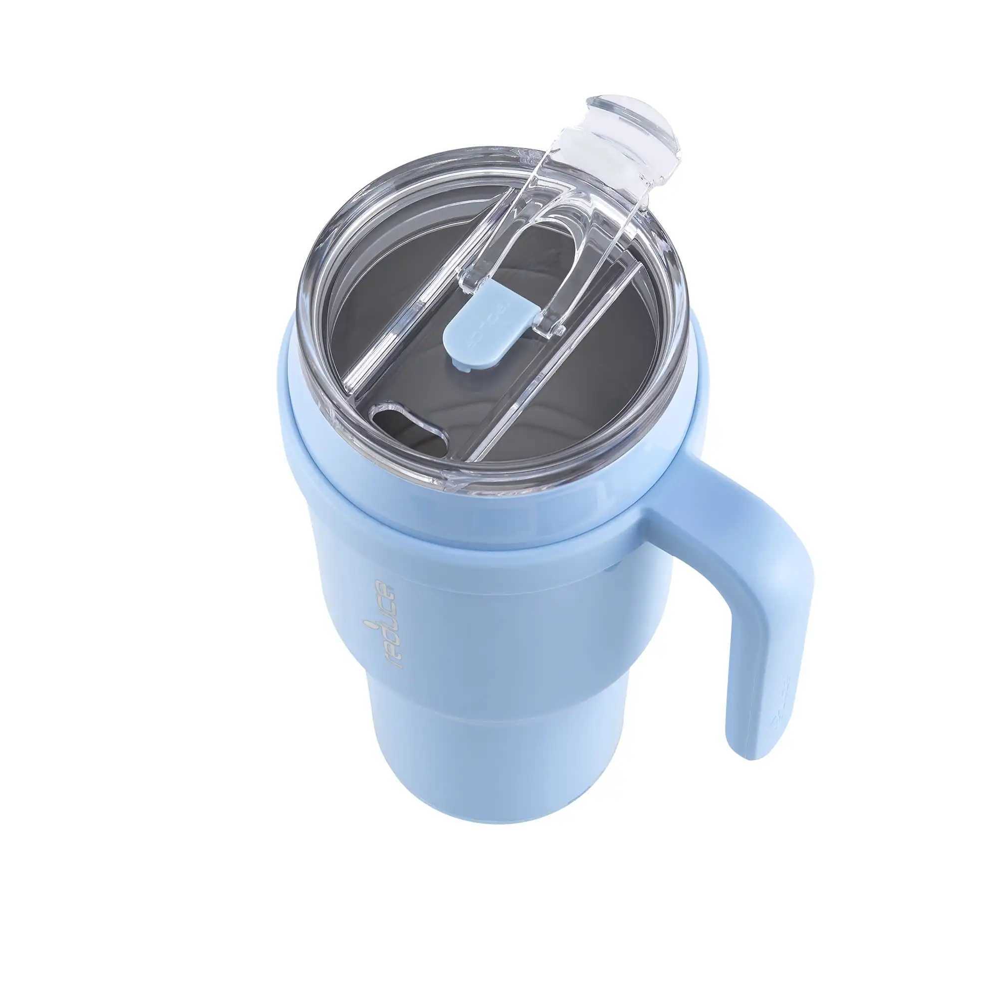 Tasses plats ustensiles Cold1 tambour - couvercle de paille et poignée - acier inoxydable isolé 40 oz - glacierl2405 bleu