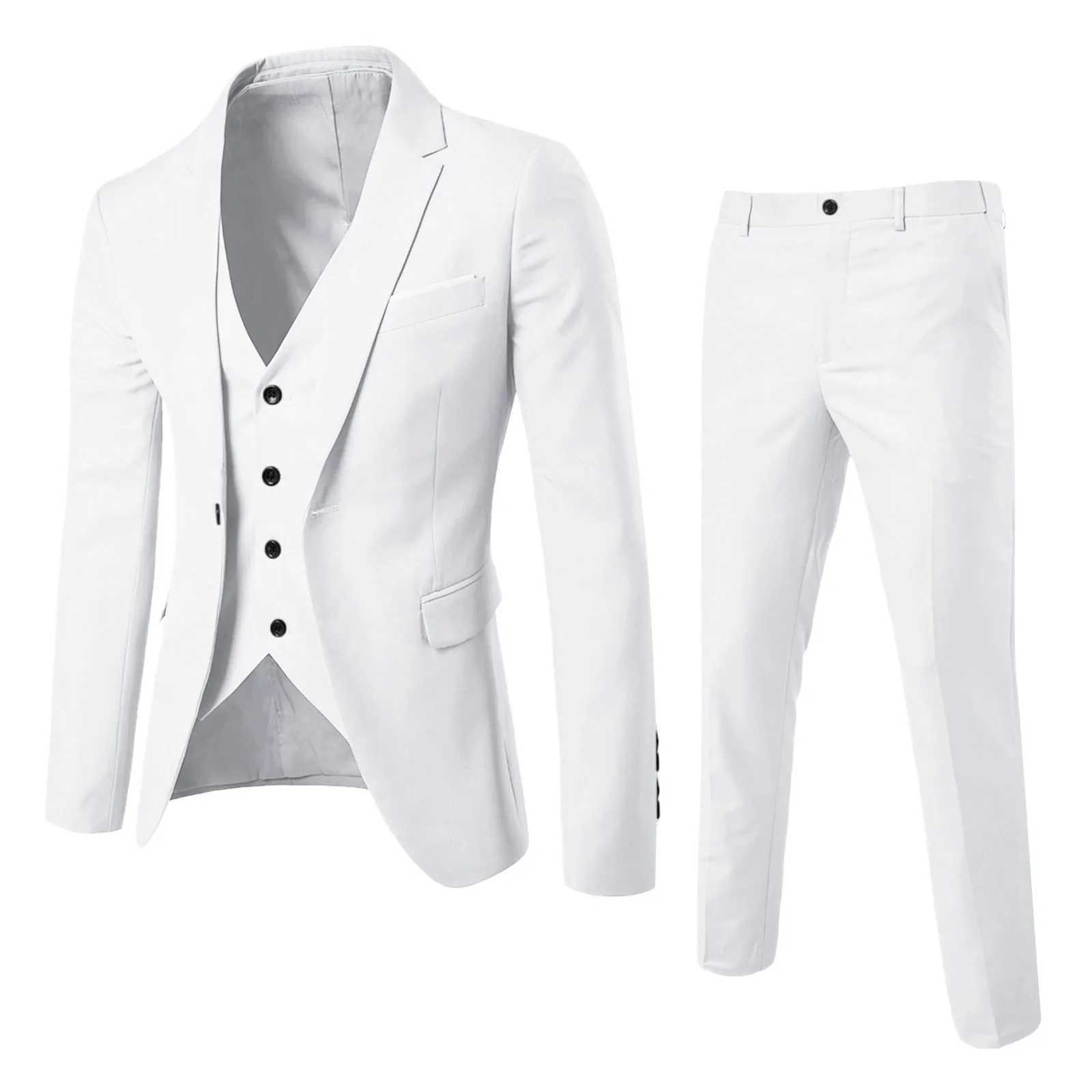 Ternos masculinos Blazers Mens Solid Color Conjunto Ultra-Fhin Fiards Dress Pants Wedding Party Jacket Colet e Teno Mens Q240507