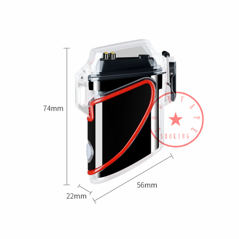最新の多機能USB喫煙カラフルなライターABSポータブル透明シェル革新的な密閉された防水輝きドライハーブタバコホルダー