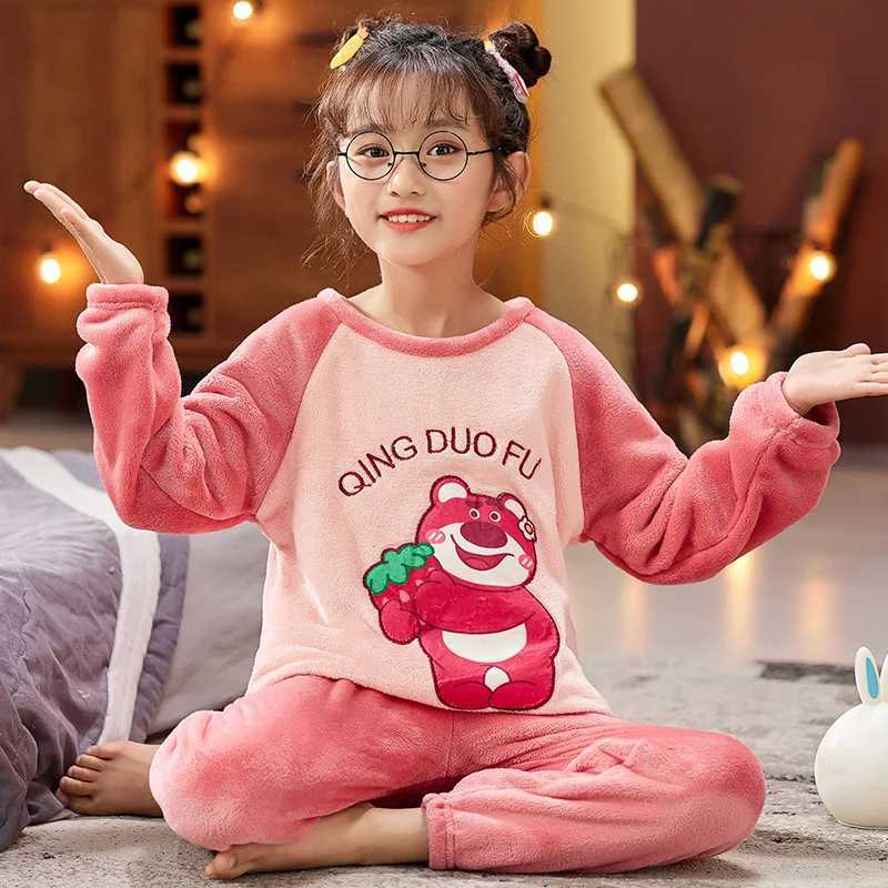 Pyjamas Nouveau corail peluche ensemble filles pyjamas automne / hiver épais dessin animé flanelle furl2405