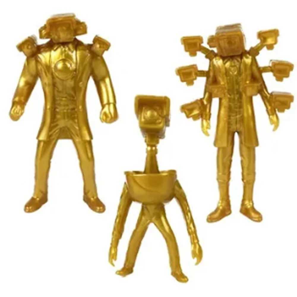 Actionspielzeugfiguren Neue Skibidi Toilette Gold Action Figur Toilet TV Man Titan Spiel Figur Home Pandents Halloween Weihnachtsgeschenk Kinder Spielzeug T240508