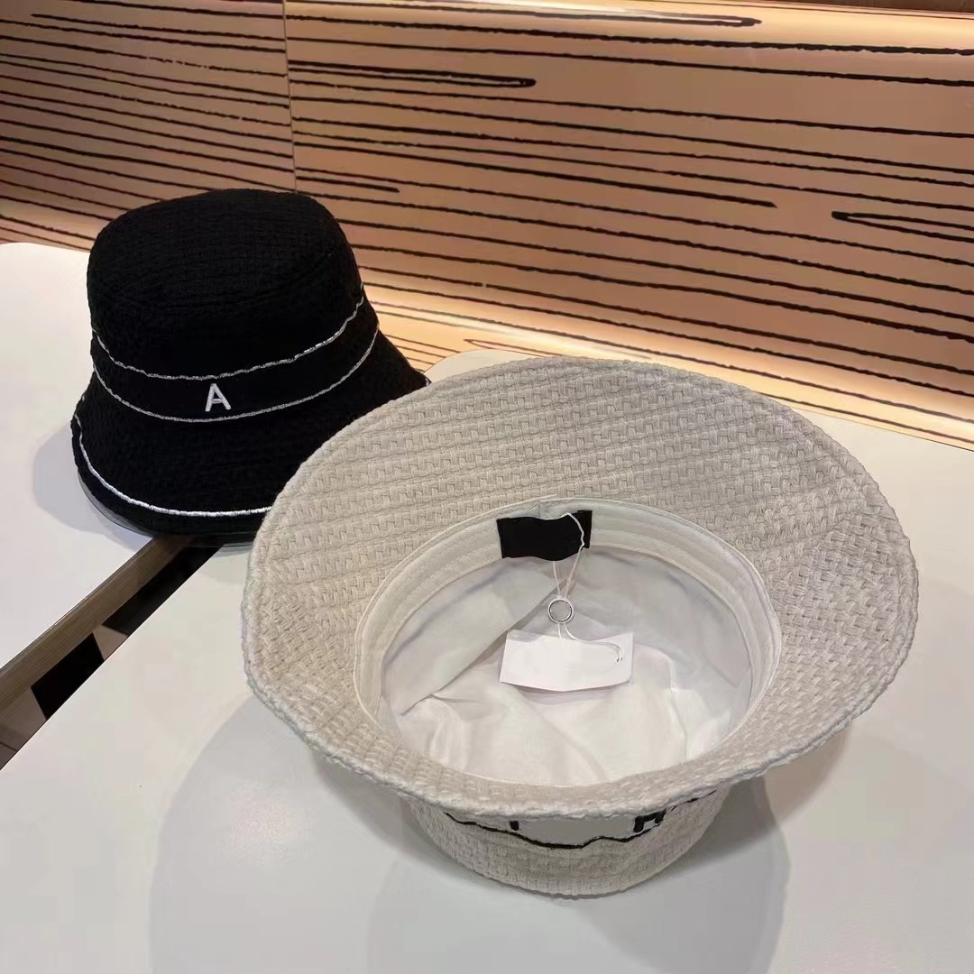 Summer Exquisite Fisherman Hat Designer ALPHABET RACCINAMENTO Design in bianco e nero Cappello da sole Mastichi Outdoor Elegante stile di bellezza Versione Corea Cappello da parto coreano