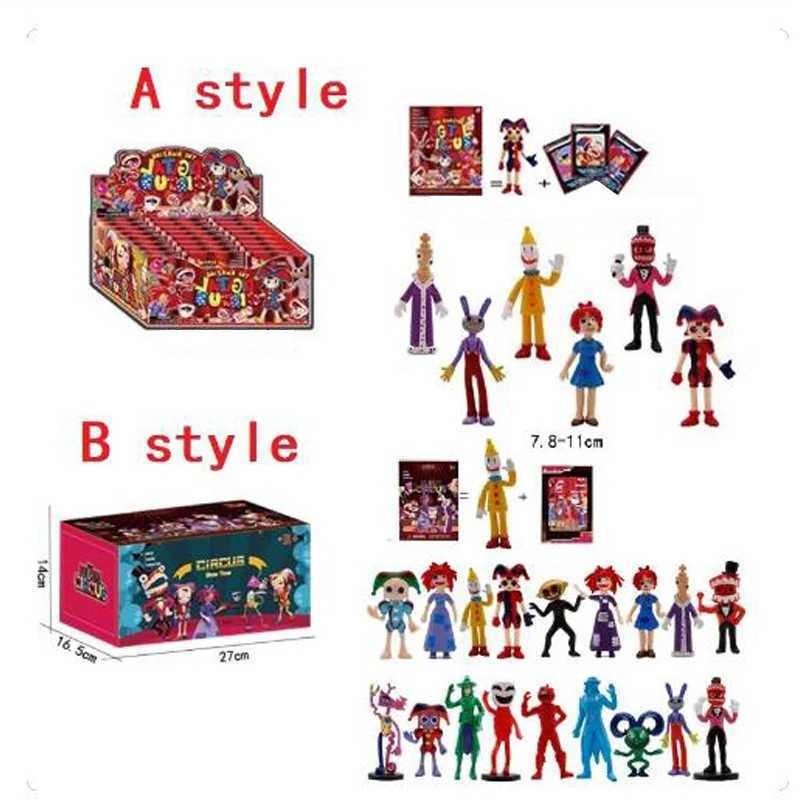 Blind Box 12pack Style aléatoire The Amazing Digital Circus Figures Pomni Jax Kinger Toy avec cartes Kaufmo Caine Model Dolls enfants