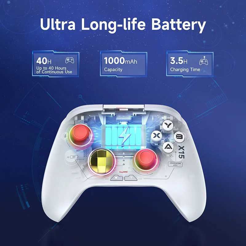 X15 Wireless PC Controller Game Board is compatibel met Windows PCS Laptops Smartphones Switches Hall Effect 3D Simulation Sticks J240507