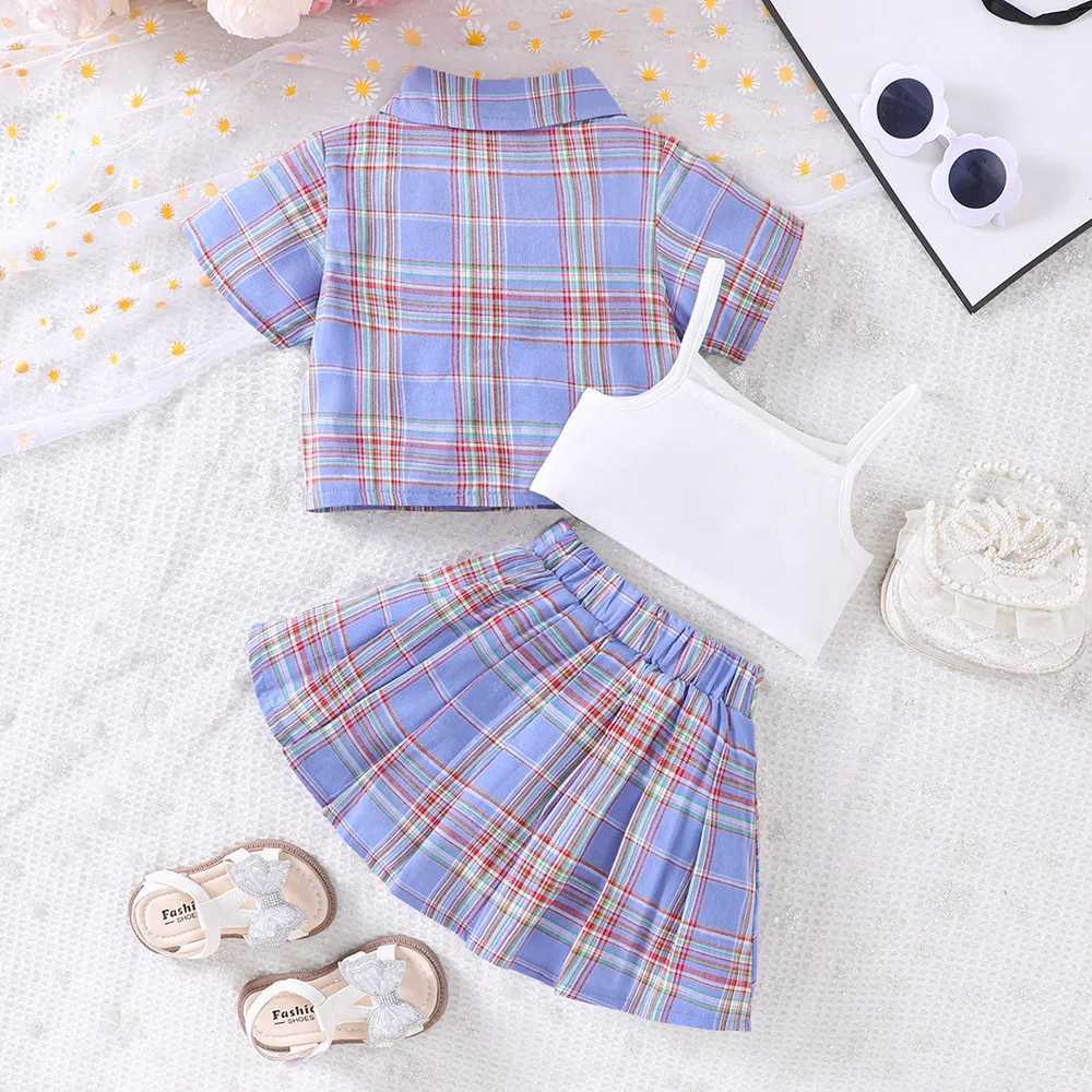 Abiti abbinati in famiglia bambini Casual Abbigliamento Set di abiti ragazze Summer Children Fashion Shirts Shirts Stampa Tanne Skirts 2-8y D240507