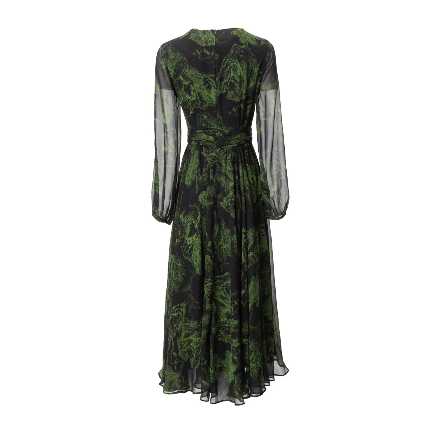 Robe lambrisée à imprimé floral vert d'été