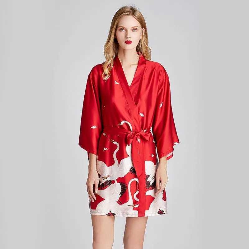 Sleep Sleep Lounge Femme Long Robe et Kimono Salle de bain Navy Blue Pyjamas Pyjamas Soft Satin Pyjamas Sexy Jolipes courtes Casual Home Clothingl2405