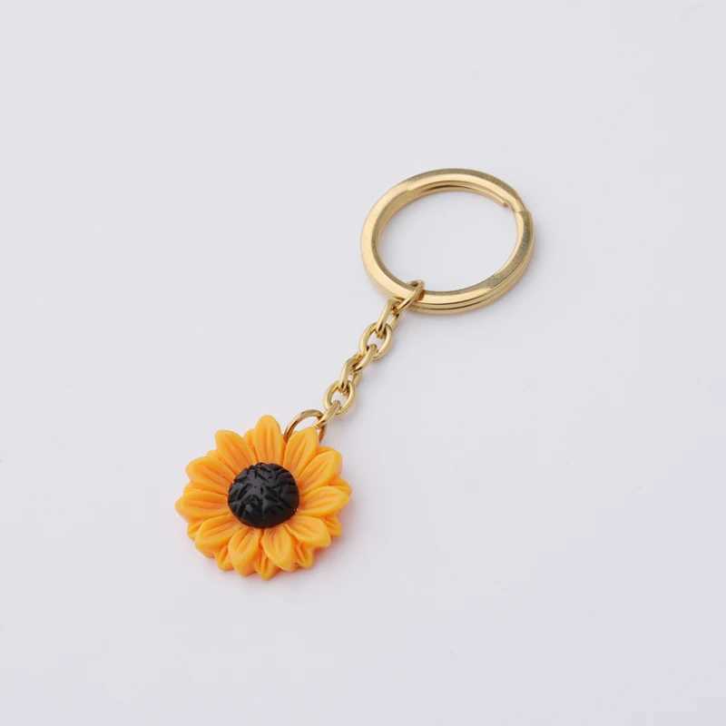 Keychains Lanyards FNIXTAR Sunflower Key Chain Mirror Gepolijste roestvrijstalen sleutelhangers voor doe -het -zelf maken Keychain Mens Fashion Jewelry