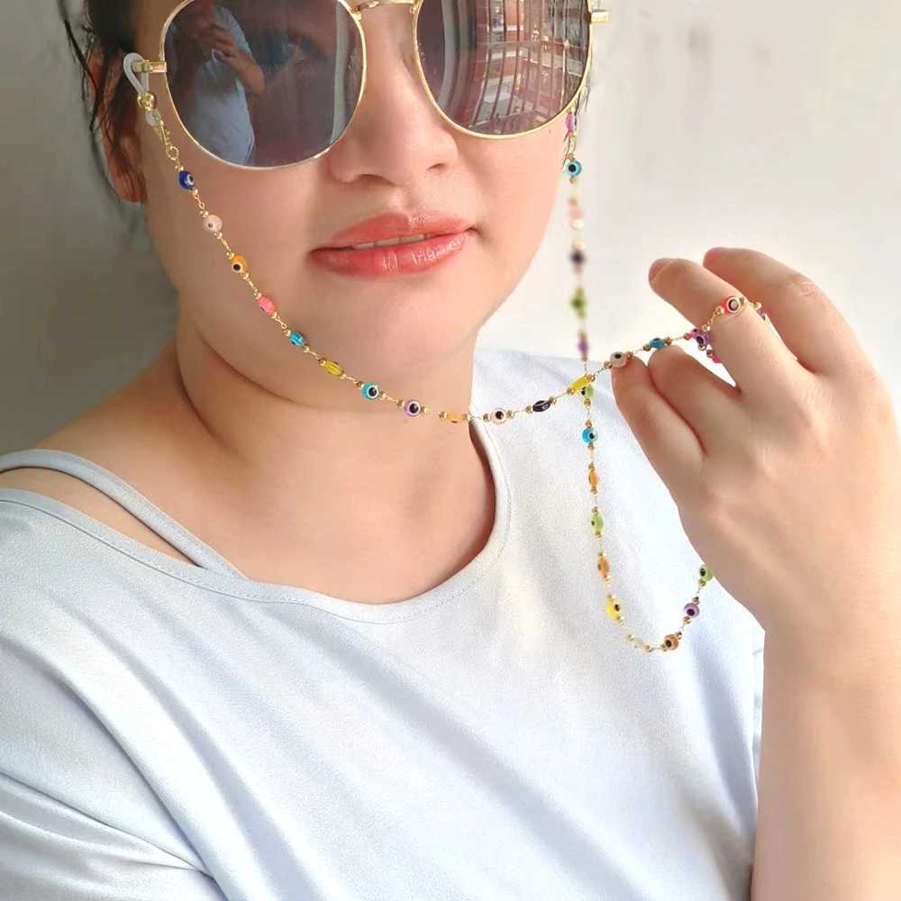 Brillenketten Böse Augen farbenfrohe Lucky Perlen Brille Kette Frauen außerhalb lässiges Sonnenbrillen Accessoire Halskette Gesicht Maskenhalter Lanyard Lanyard