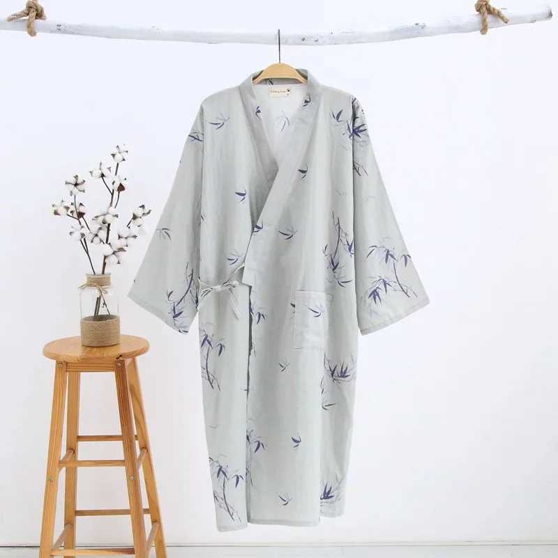 Mäns sömnkläder Mens bomullspyjamas tunn bomullens höstpyjamas par japanska traditionella kläder män kimono yukata long kirtl2405