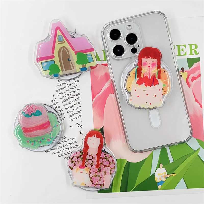 Celular monta suporte para suporte coreano de cartoon fofo menina magnética Grip Tok Griptok Stand Stand Suporte para iPhone para Pad Magsafe Smart Tok