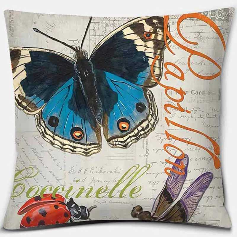 Cushion/Fluste Decorativa Butterfly Pintura Óleo Pintura quadrada Capa de almofada Sofá Presidente do escritório da decoração de decoração caseira simples