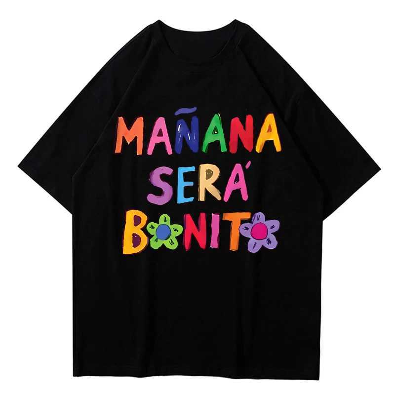 T-shirt feminina Karol G Summer Summer Vintage T-shirt Manana Sera Bonito Print T-shirt roupas de rua de grandes dimensões y2k camiseta casual de mangas curtas de mangas curtas Topl2405
