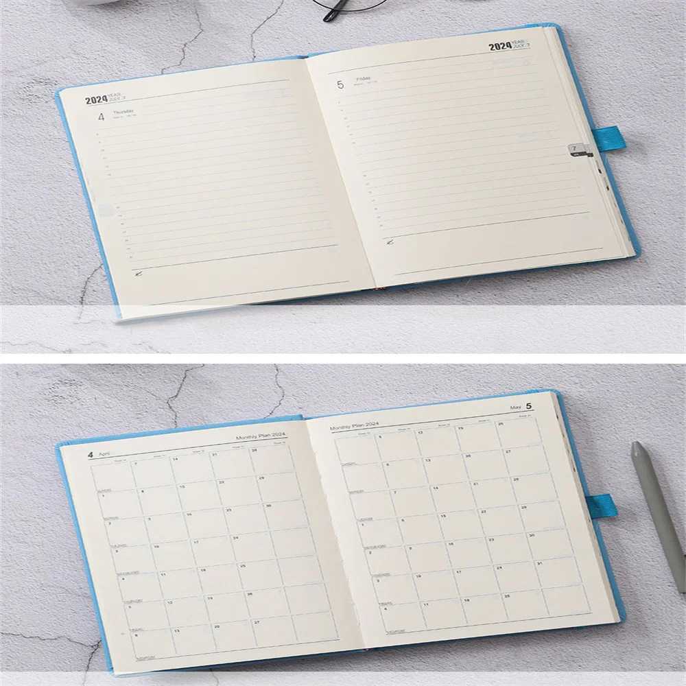 Calendrier 2024 Planiner Journal Daily English Calendrier 365 Jour A5 Planiner Notebook avec Calendar Index Sticker Office School Supply