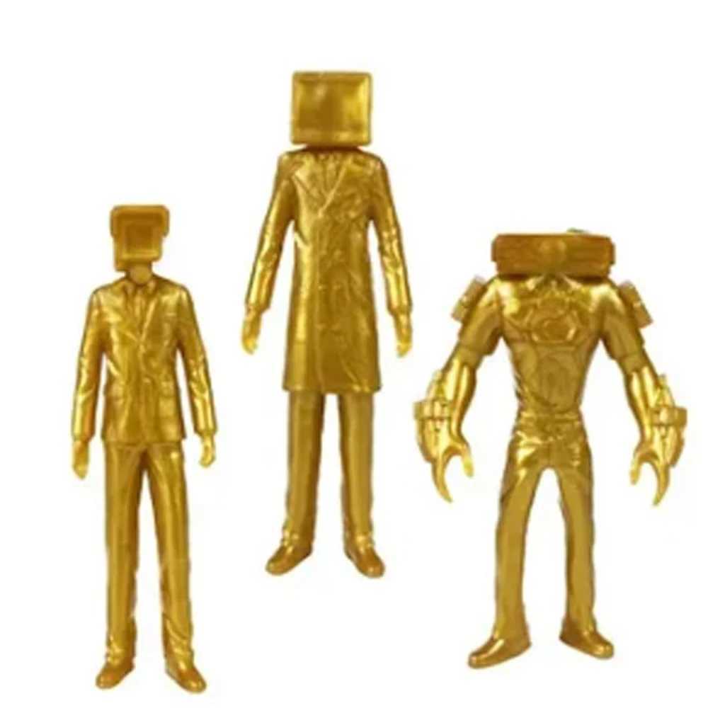 Actionspielzeugfiguren Neue Skibidi Toilette Gold Action Figur Toilet TV Man Titan Spiel Figur Home Pandents Halloween Weihnachtsgeschenk Kinder Spielzeug T240508