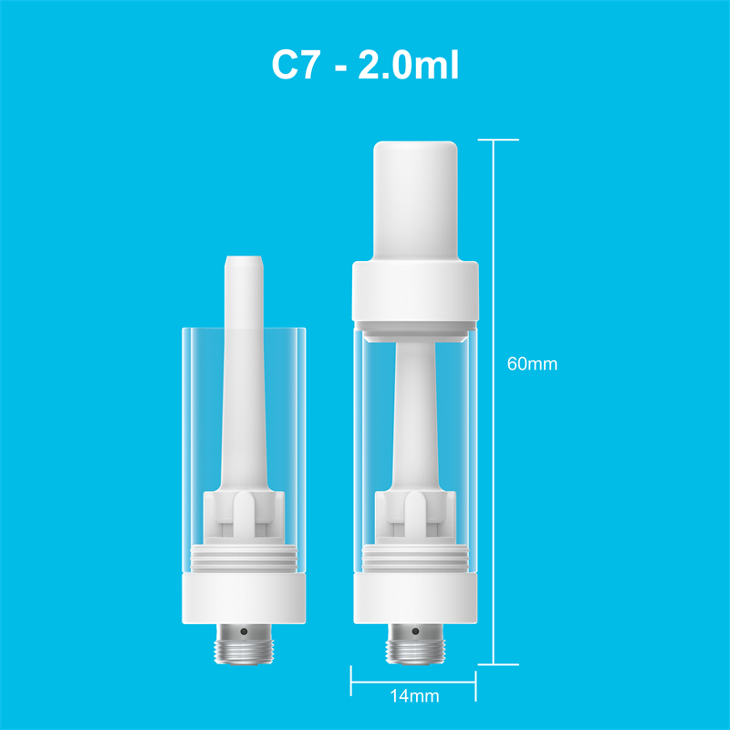 Atomizzatori da 0,5 ml da 1,0 ml da 2,0 ml C7 Cartucce a vapori a velo in ceramica 510 Filetto con filo vaporizzatore ad olio spesso ceramica carrelli vuoti a vite bianca boccaglio in schiuma