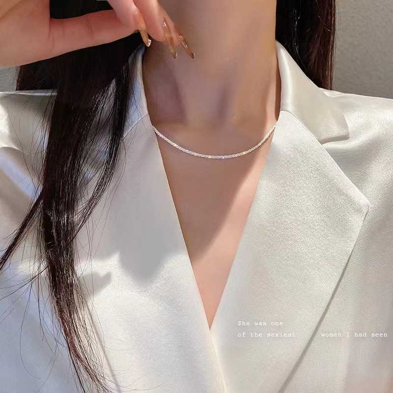 S925 sterling silver starry sparkling necklace for womens jewelry high-end collarbone chain cauliflower neck chain