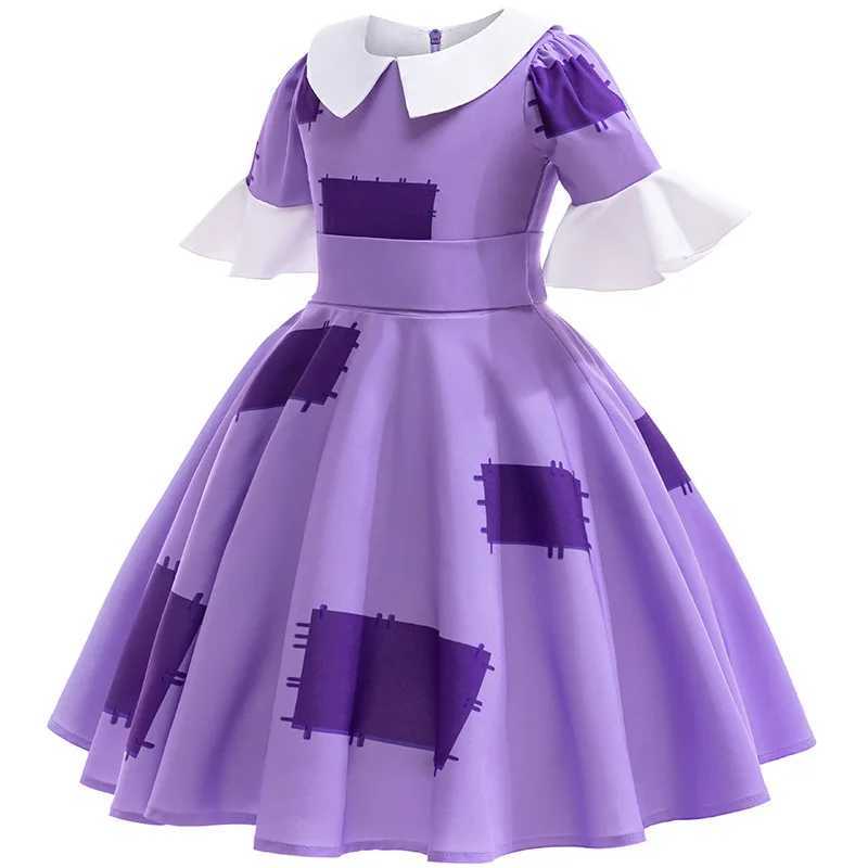 Sukienki dziewczyny 2024 Niesamowita cyfr cyrkowa sukienka księżniczka 4-10 Dziecięcy nadrukowane odzież dziecięca impreza Halloween karnawałowy odzież 2405