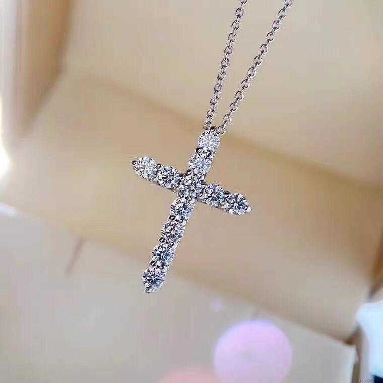 Pendanthalsband T Family Cross Necklace 925 Sterling Silver Plated 18K Goldie Sky Star Collar Chain Q240507