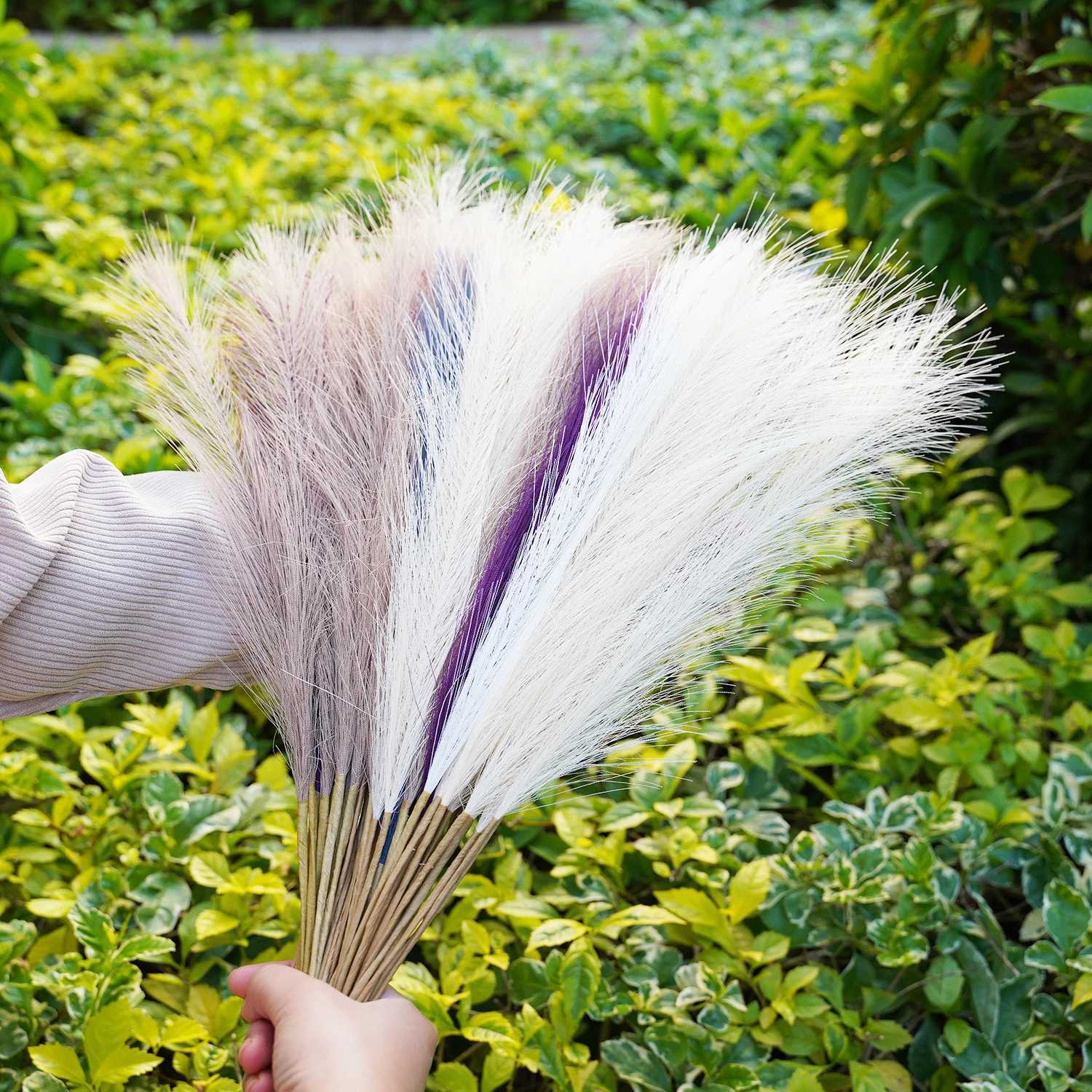 Decorative Flowers Wreaths Small Artificial Pompas Grass Decor for VaseFaux Pampas Grass BeigeFake Fluffy Floral for Wedding Boho Decor fleur