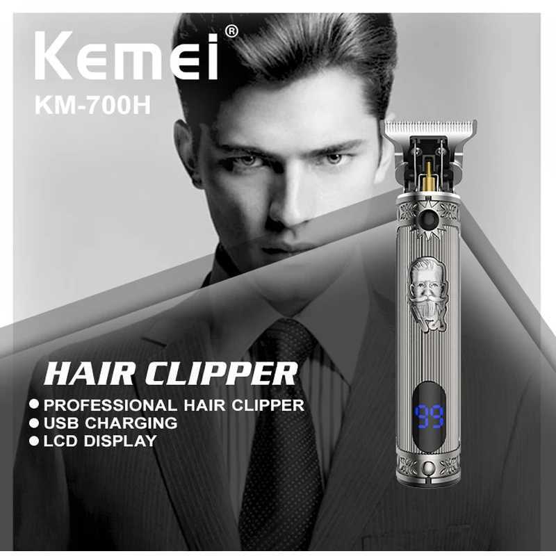 Shavers électriques Kemei 700H Tourneuse professionnelle du boîtier métallique pour hommes Trimmer de barbe électrique Clipper Hair Barber Set sans fil T240507