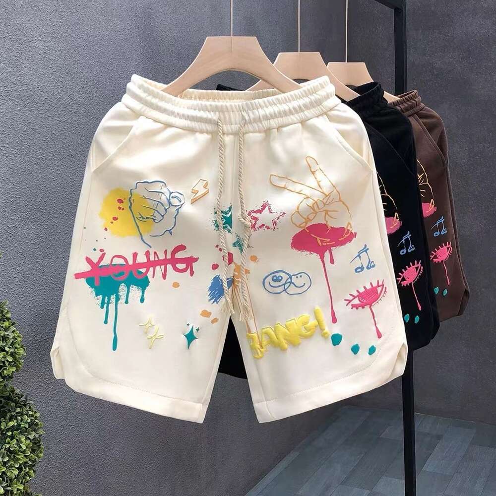 Rpin Ekstra Büyük 100-150 kg genişlikte Pantolon Erkekler ve Kadınlar İçin Yaz Sporları Giyin Moda için Gevşek Şüpheler Avrupa ve Amerikan Graffiti Şortları 903 Louiseviution