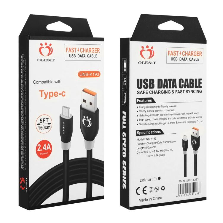 OLESIT CABLES 2.4A OD5.0 Fet snabb laddare USB-datakabel 1