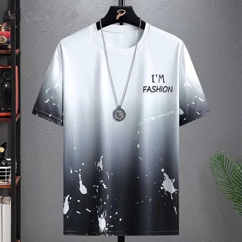 T-shirt de vêtements de sport masculin pour hommes + ensembles de vêtements de sport à manches courtes avec une couleur de gradient encre couleur unie à manches courtes à manches courtes