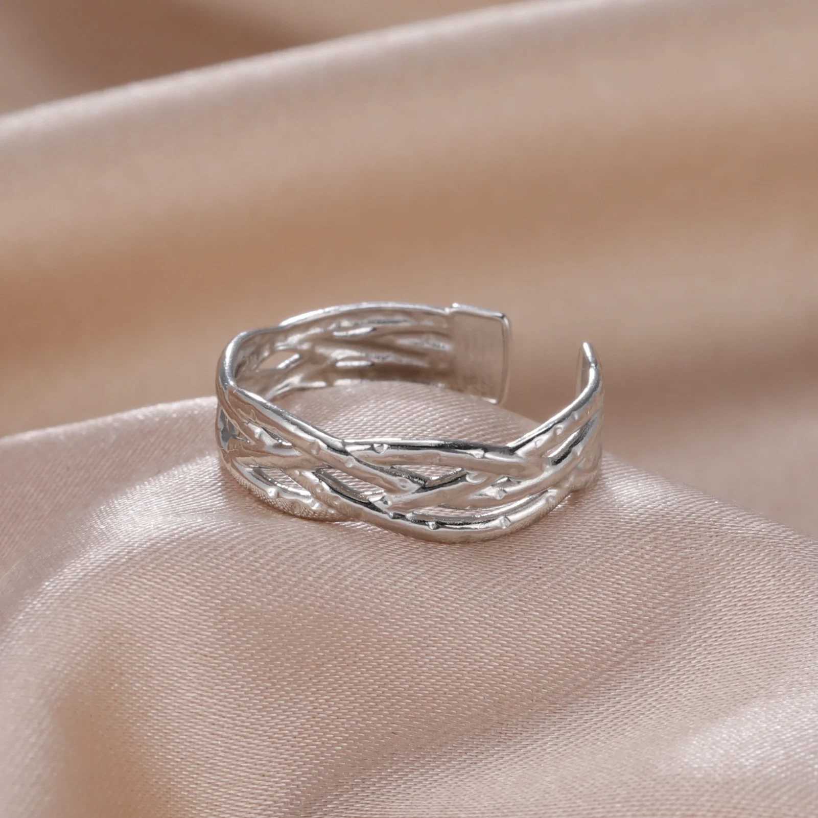 Wedding Rings Skyrim Stainless Steel Braid Twist Open Ring Women Gold Color Wedding Band Rings 2024 Kpop Party Jewelry Gift for Friends Lover