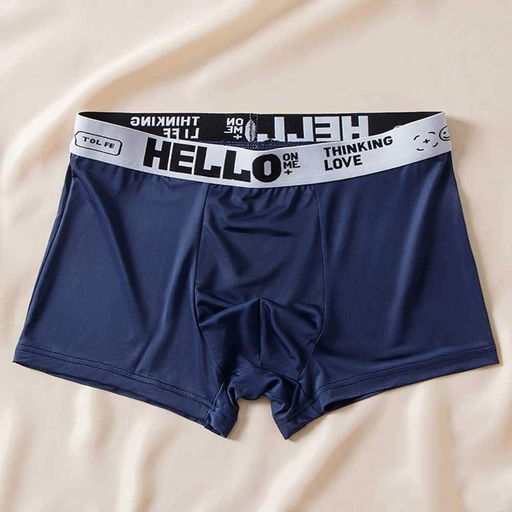 Underpants Boxer Shorts Ice Silk Mens Underwear Summer Breathable Underpants U Convex Lingerie Breathable Sexy Panties Y240507