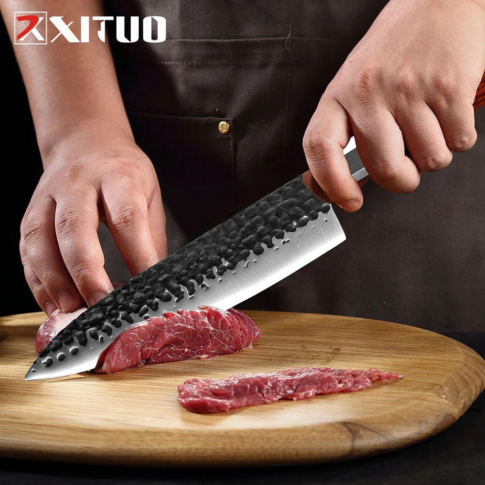 Xituo Professional 8 inch chef-kok mes ultra-sharp keuken Cleaver mes smeden hoog koolstofstaal kookmessen achthoekige handgreep