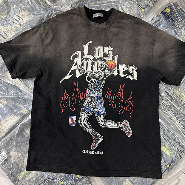 Tamanho dos EUA camisetas camisetas de mensagens masculinas de basquete engraçado tshirts impressos Hip Hop Pics reais 24SS F167