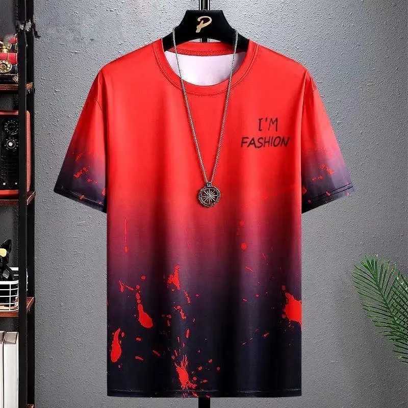 T-shirt de vêtements de sport masculin pour hommes + ensembles de vêtements de sport à manches courtes avec une couleur de gradient encre couleur unie à manches courtes à manches courtes