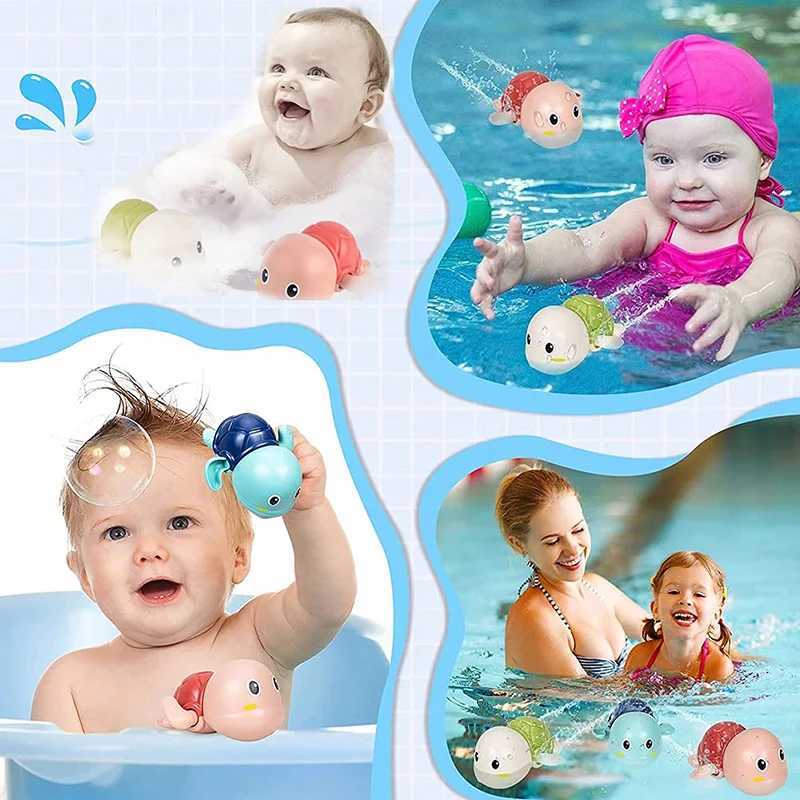 Bath Toys Bath Toys Cute Swimming Turtle Floating Wind Up Toys New Born Toddlers Bathtub Water Preschool Pool Toys For Baby Gifts D240507