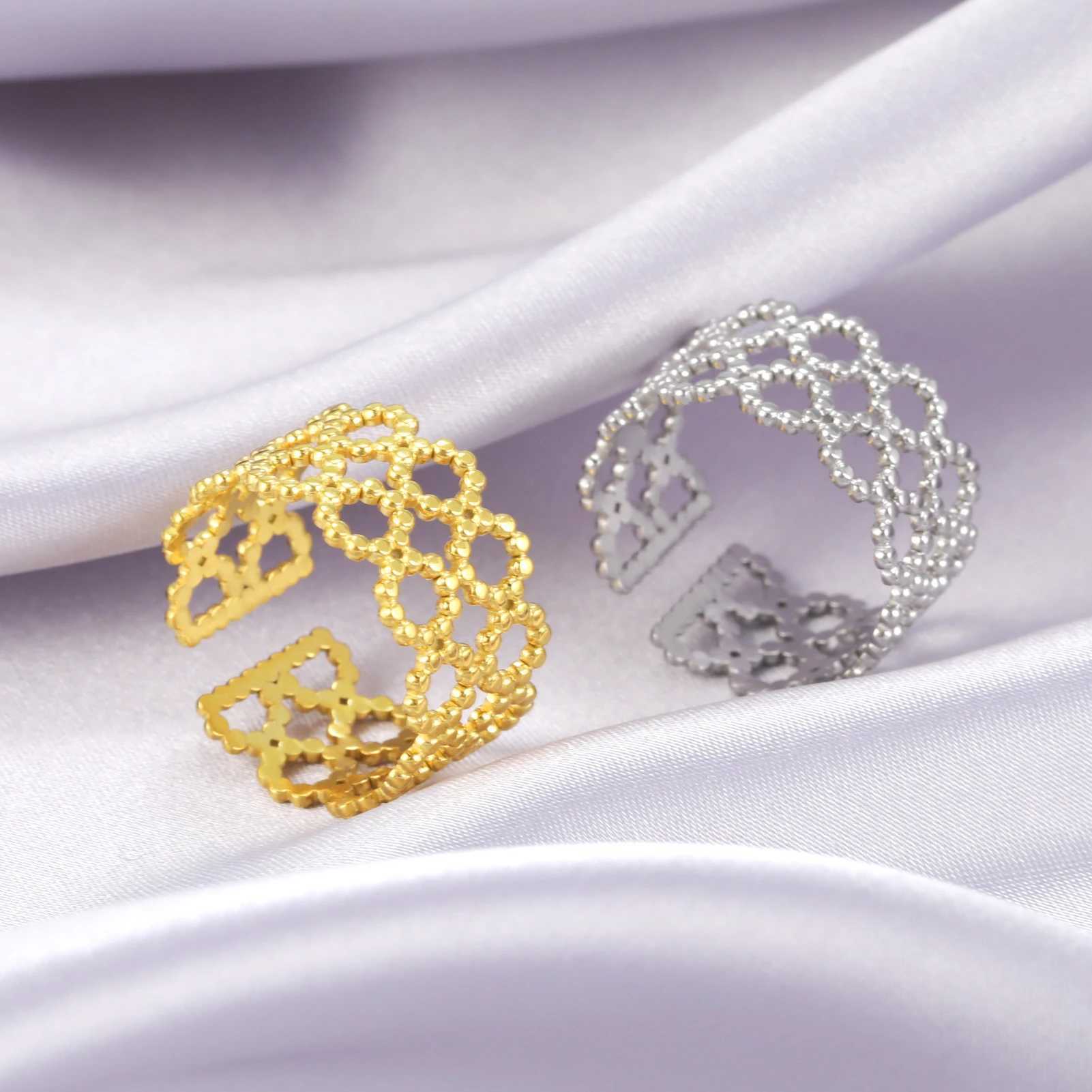 Обручальные кольца Skyrim круглые геометрические открытые кольца для женщин из нержавеющей стали двойные слои регулируемое кольцо пальца 2024 Gired Giftry Giftry
