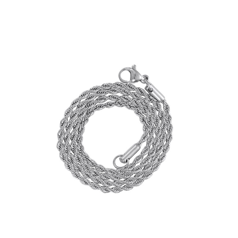 Chaînes en or de 3 mm Fashion en acier inoxydable Hip Hop Bijoux Chain de corde Collier pour hommes