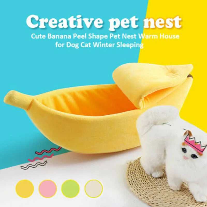 9cay lits de chats meubles banane chat lits house drôle mignon mignon mignon mignon de chat lits chauds durable portable panier de compagnie kennel coussin de chien fourni