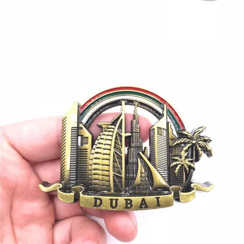 Fridge Magnets Dubai Metal Refrigerator Pasted With Creative Letter 3D Fridge Magnet Sailboat Hotel Khalifa Tower UAE Tourism Souvenir