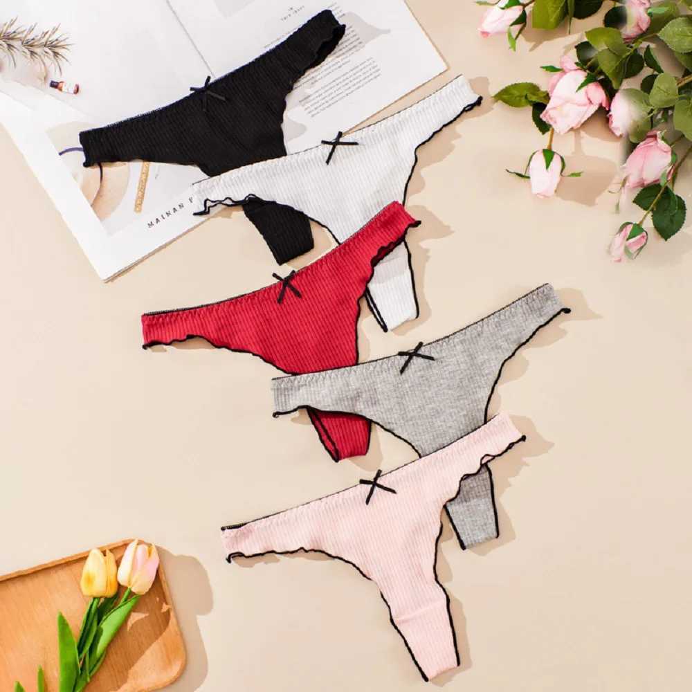 Calcinha feminina arco g string string underwear algodão algodão íntima feminina feminina cor sólida cor de baixa cintura de baixo para baixo2405