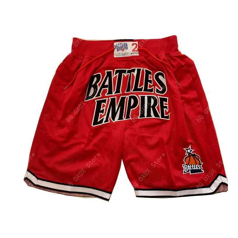 Herren -Shorts Basketball Shorts Battles Empire 2 vier Taschen Nähen Stickereien Sport im Freien Beachhose Schwarz Rot Blau 2023 Neue T240507