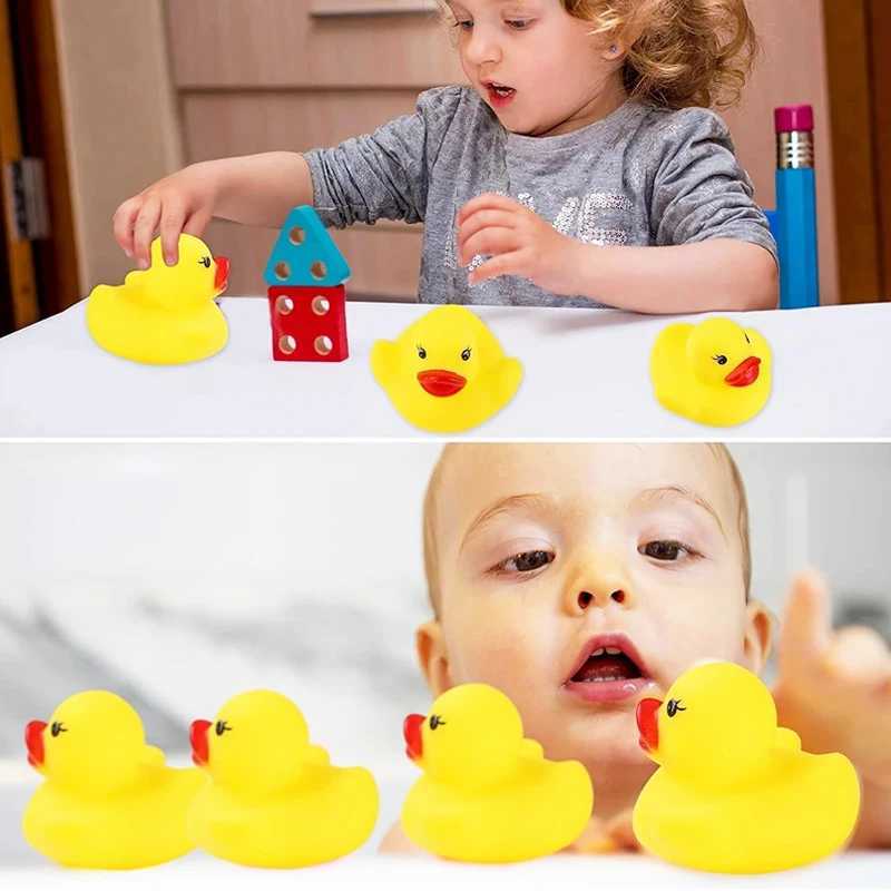 Toys de banho 20/Patos de banho patos de borracha estridente com brinquedos de água com chá de bebê Squeeze Sound para crianças Favores de aniversário D240507