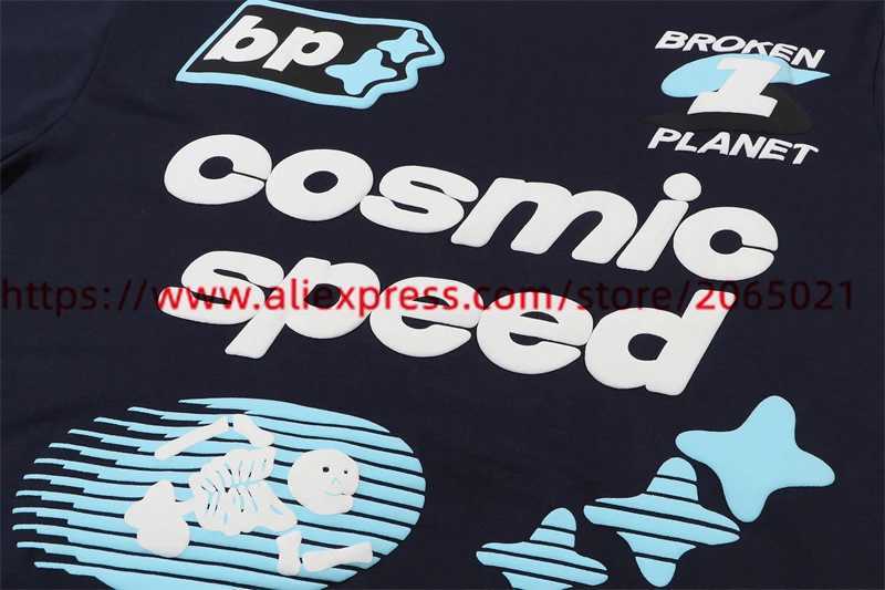 T-shirts pour hommes Broken Planet Puff Print Cosmic SPD T-shirt Men Femmes Blue Abricot Top Casual Ts Ts T-shirt Tops T240508