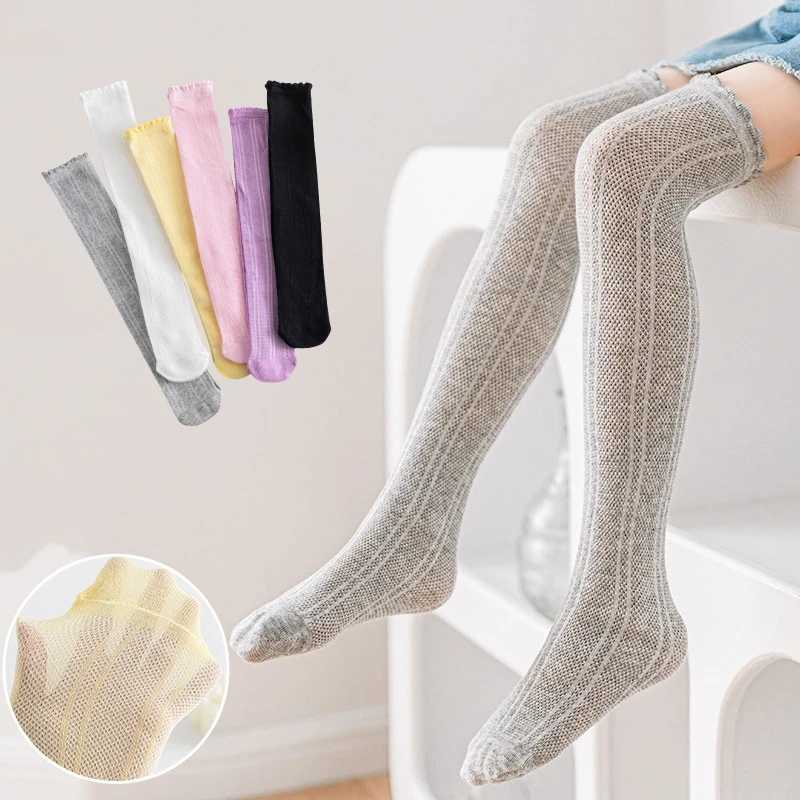 Kids Socks Spring Autumn Baby Children Girl Cute Socks Black White Color Mesh Breathable School Uniform Sock Knee High Long Kids Socks