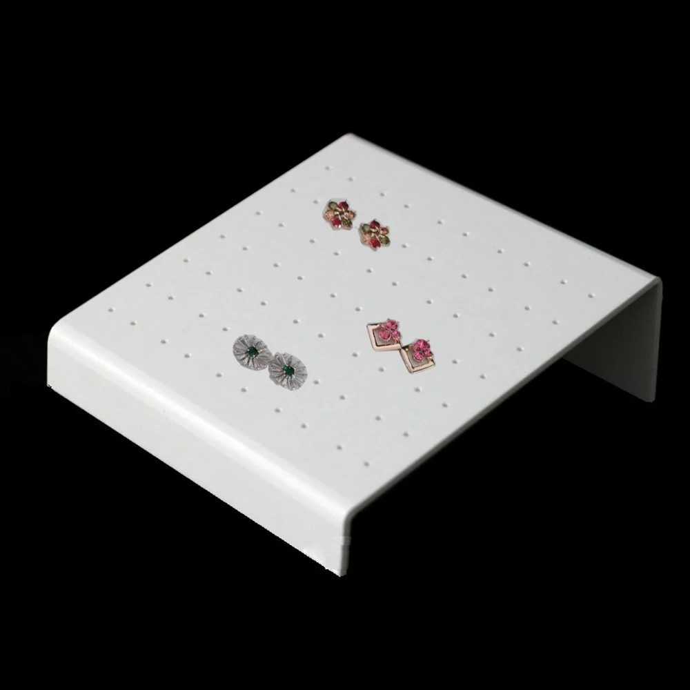 Jewelry Tray Acrylic Earring Display Stand Stud Piercing Jewelry Organizer Holder Bevel 70 Holes Charms Bracelet Storage Showcase Tray White