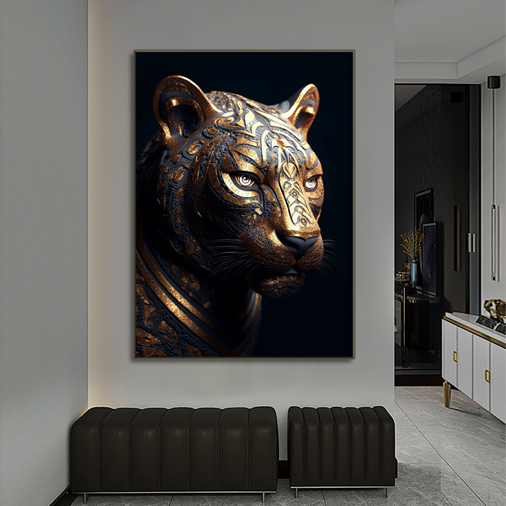 Black Gold Griffin Canvas Peinture Metal Affiche Mur Home Decoration Nordic Deer Tiger Wolf Swan Living Room Decoration Paint