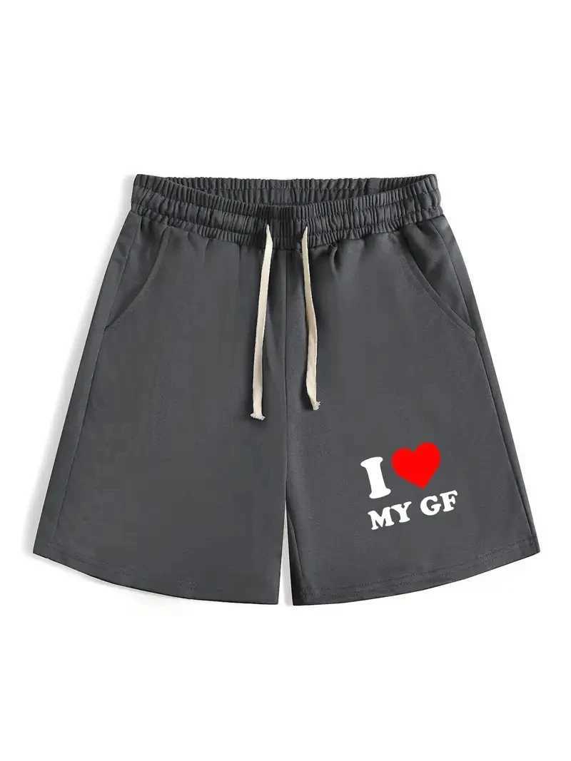 Short masculin j'aime mon gf imprimerie pour hommes à la mode à la mode à la mode sportive décontractée short en vrac adapté aux sports confortables polyvalents T240507